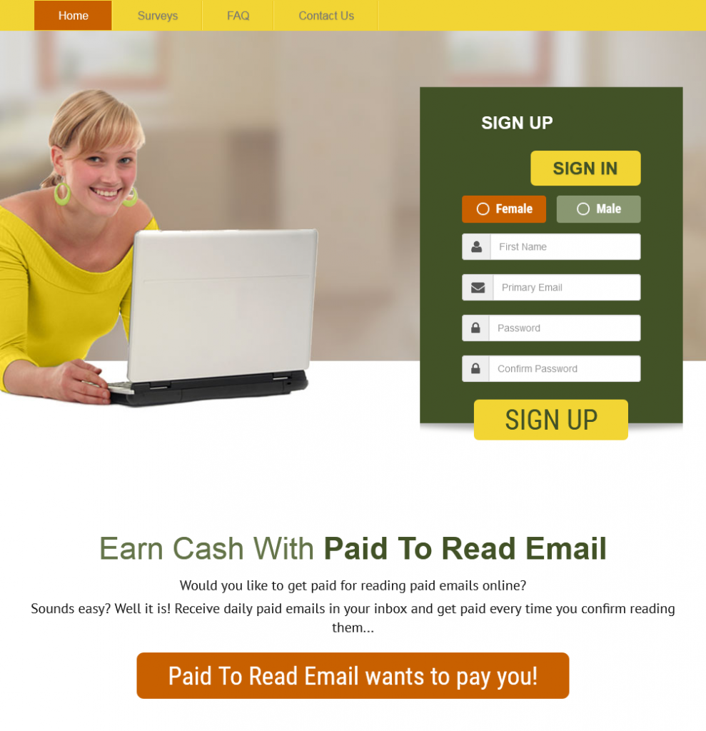 ganar dinero con correos electronicos en Paid to Read Email.
