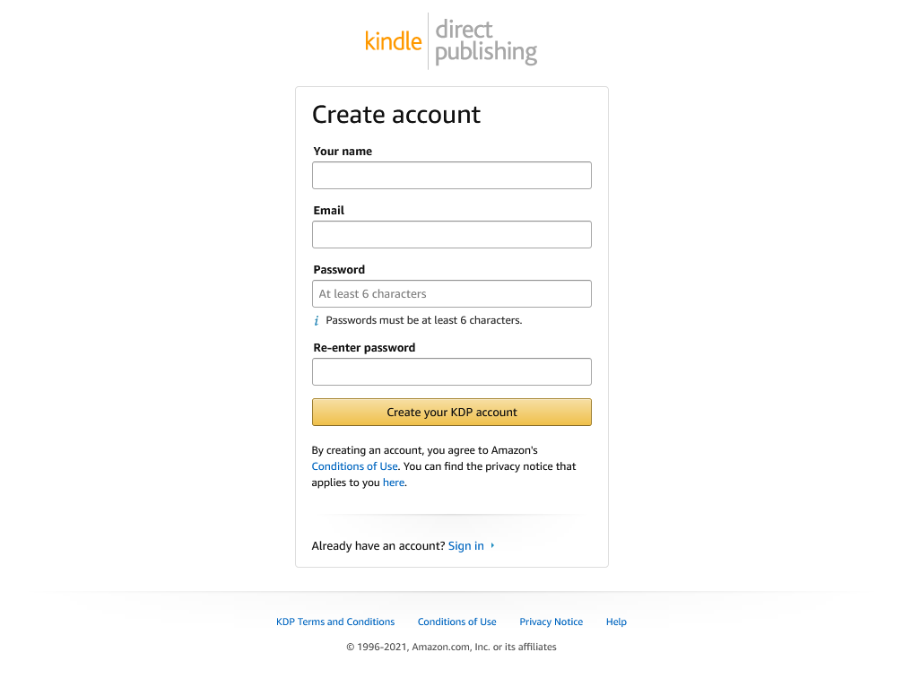 registrarse y crear unas cuenta en amazon kindle