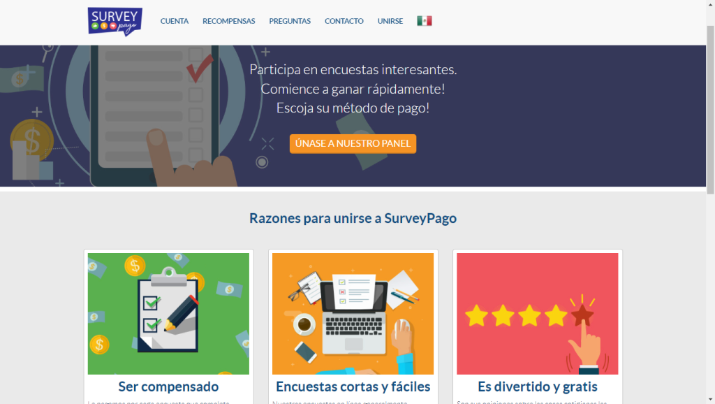 SurveyPago - Gana dinero con encuestas - pagina principal